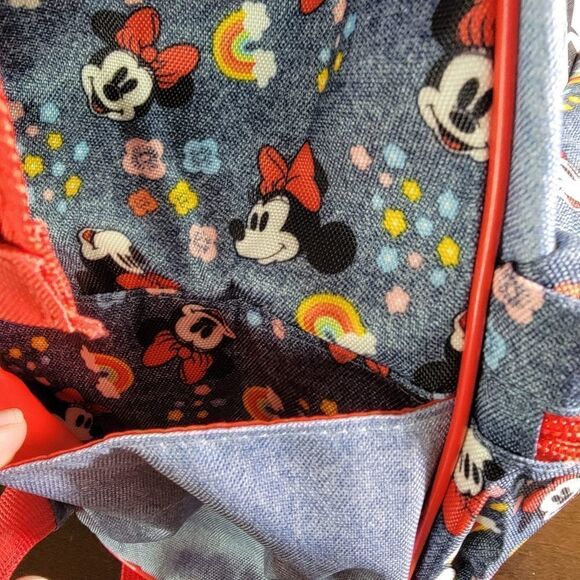 Disney Minnie Mouse Cambray Denim Girls School Backpack Brand New Zipper Closure - Picture 5 of 10